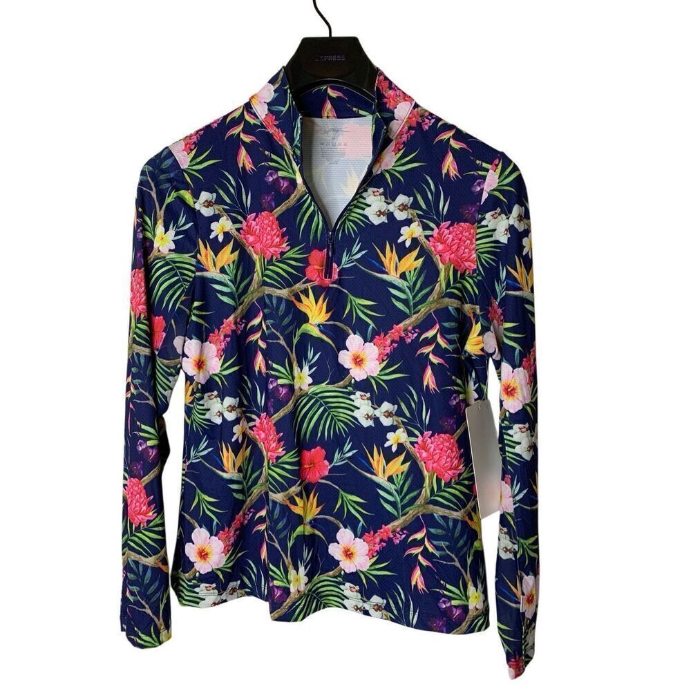 Gottex Golf and Tennis long sleeve floral top women's size medium NEW WITH TAGS